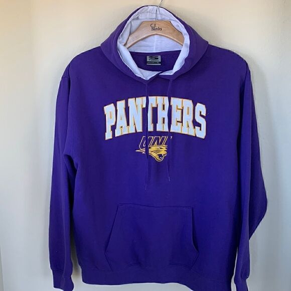 University of northern Iowa UNI Embroidered purple Vintage Hoodie Sweatshirt XL - Picture 2 of 9